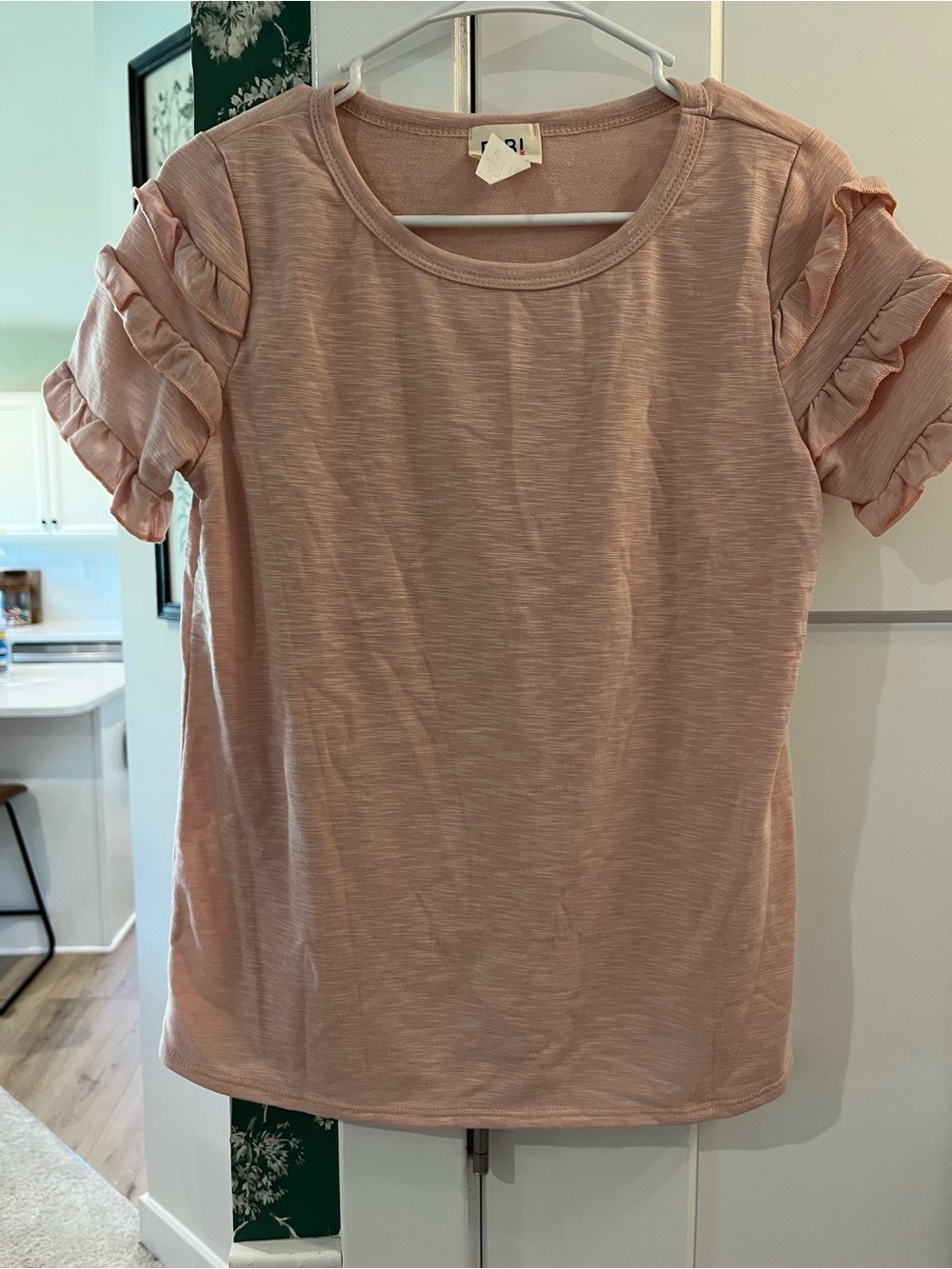 BiBi Blush Pink Ruffle Sleeve Short Sleeve Tee